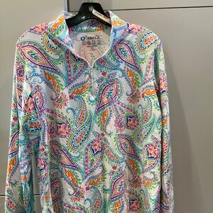 IBKUL MOCK NECK LONG SLEVE UPF+50 1/4 ZIP  MULTI COLOR WHITE